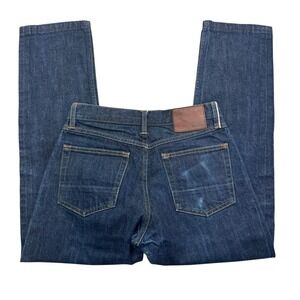 Gustin #101 Jeans Mens 29 x 27  Blue Denim Selvedge Slim Flat Front Button Fly